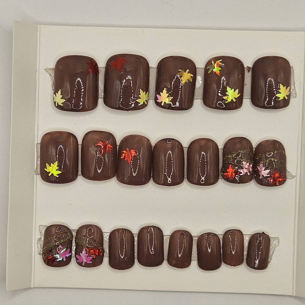 Brown Autumn Leaf Press-On Nails